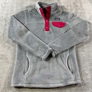 Patagonia‎ Pullover Re Tool Girls Medium Gray Snap T Thermal Pro School Outdoor